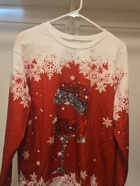 Red White Holiday Wine Glass Sweatshirt